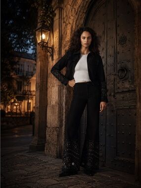Anthropologie NWT Understated Leather  True Love Studded Pants/Jacket set size S